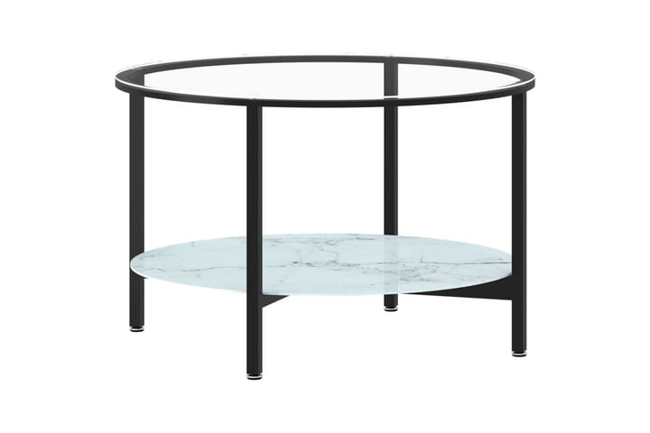 Tebord svart og hvit marmor 70 cm herdet glass - Svart - Møbler - Bord - Sofabord