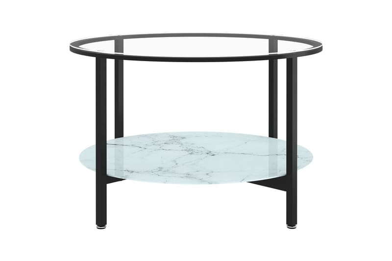 Tebord svart og hvit marmor 70 cm herdet glass - Svart - Møbler - Bord - Sofabord