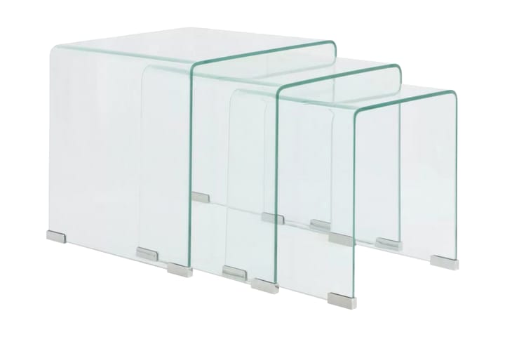 Tredelt settbord i temperert glass klar - Gjennomsiktig - Møbler - Bord - Sofabord