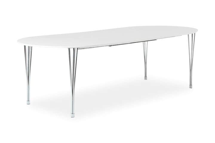 Bord Sterling Forlengningsbart 160 cm Ovalt - Hvit|Krom - Møbler - Bord - Spisebord & kjøkkenbord