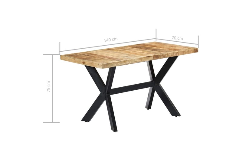 Spisebord 140x70x75 cm grov heltre mango - Møbler - Bord - Spisebord & kjøkkenbord
