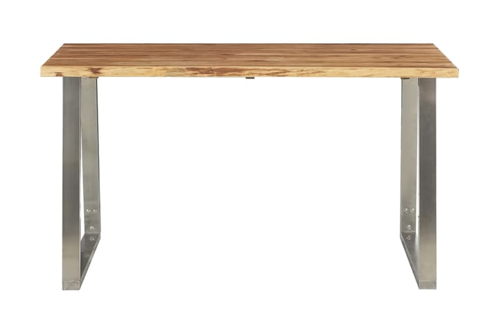 Spisebord 140x80x75 cm heltre akasie og rustfritt stål - Brun - Møbler - Bord - Spisebord & kjøkkenbord