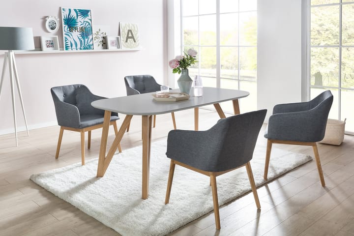 Spisebord 180x90x76 cm Grå/Eik - Møbler - Bord - Spisebord & kjøkkenbord
