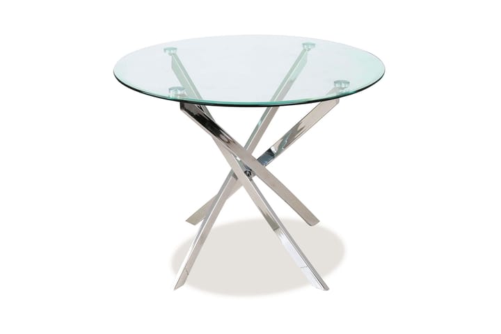 Spisebord Adanil 90 cm Rundt - Glass/Sølv - Møbler - Bord - Spisebord & kjøkkenbord