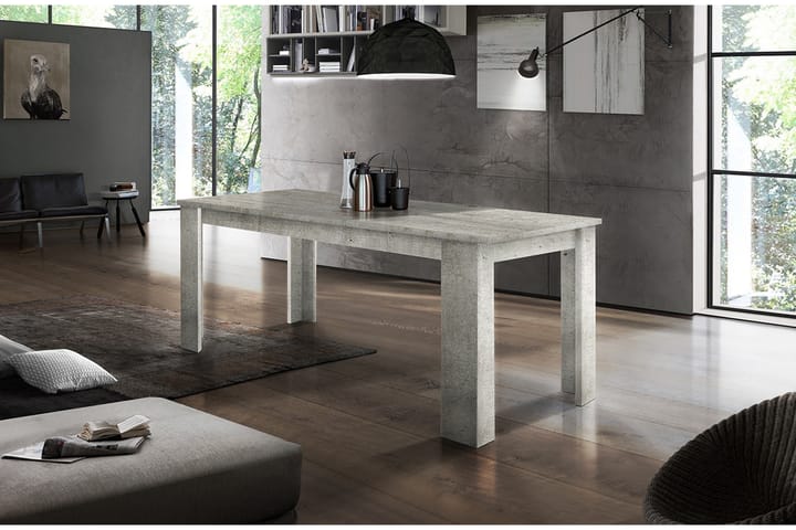 Spisebord Ajesa Forlengningsbart 140 cm - Hvit Høyglans/Betonggrå - Møbler - Bord - Spisebord & kjøkkenbord