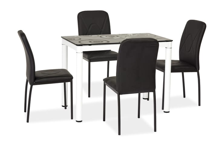 Spisebord Alatao 100 cm - Glass/Svart/Hvit - Møbler - Bord - Spisebord & kjøkkenbord