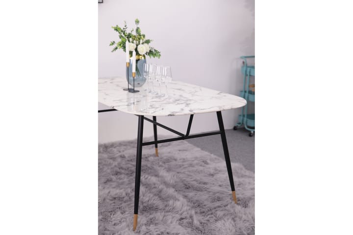 Spisebord Alsfeld 160 cm - Marmor/Hvit/Svart - Møbler - Bord - Spisebord & kjøkkenbord