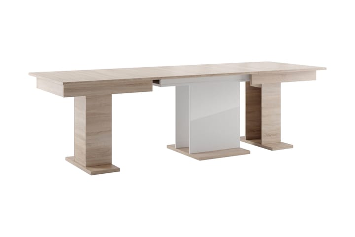 Spisebord Arata Forlengningsbart 160 cm - Eik|Hvit Høyglans - Møbler - Bord - Spisebord & kjøkkenbord