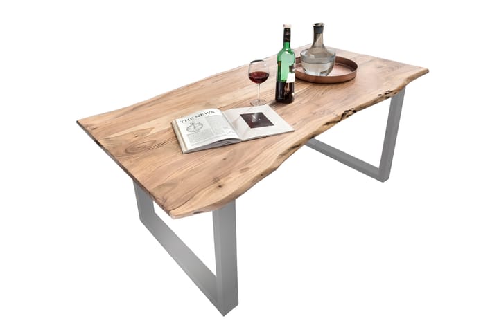 Spisebord Arhunda - Tre/Natur/Rød/Sølv - Møbler - Bord - Spisebord & kjøkkenbord