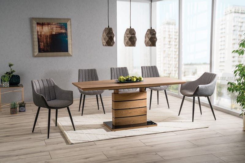 Spisebord Blacos Forlengningsbart 160 cm - Glass/Natur/Svart - Møbler - Bord - Spisebord & kjøkkenbord