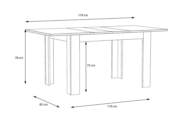 Spisebord Dragh Uttrekkbart 175 cm - Beige - Møbler - Bord - Spisebord & kjøkkenbord