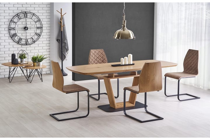 Spisebord Faveto Forlengningsbart 160 cm - Eik|Svart - Møbler - Bord - Spisebord & kjøkkenbord