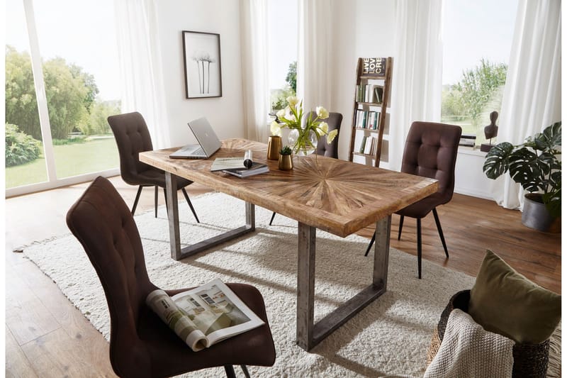 Spisebord Gaddana 200 cm - Brun / Sølv - Møbler - Bord - Spisebord & kjøkkenbord
