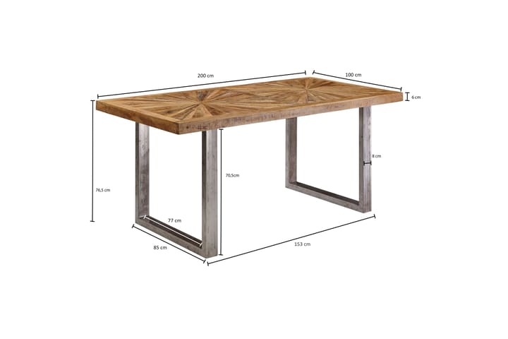 Spisebord Gaddana 200 cm - Brun / Sølv - Møbler - Bord - Spisebord & kjøkkenbord