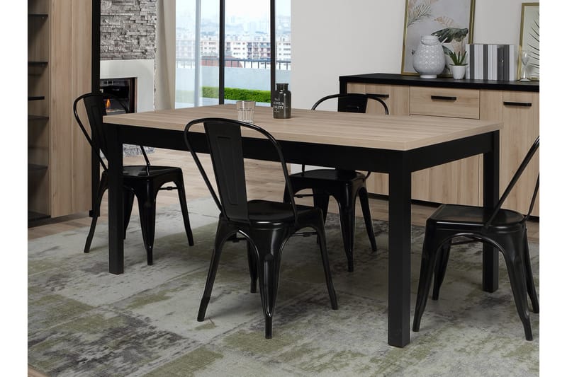 Spisebord Havdar Forlengningsbart 160 cm - Brun/Svart - Møbler - Bord - Spisebord & kjøkkenbord