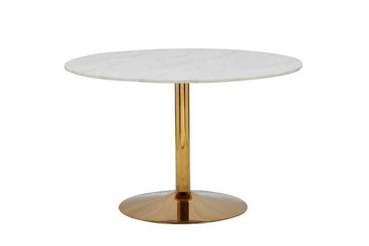 Spisebord Justine 100 cm Rundt Marmor - Hvit|Messing - Møbler - Bord - Spisebord & kjøkkenbord