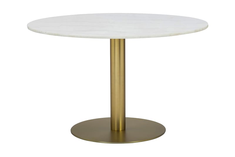 Spisebord Justine 106 cm Rundt Marmor - Hvit|Børstet Messing - Møbler - Bord - Spisegrupper