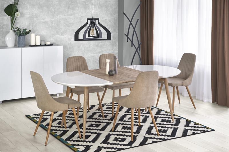 Spisebord Kiplin Forlengningsbart 120 cm - Hvit|Eik - Møbler - Bord - Spisebord & kjøkkenbord