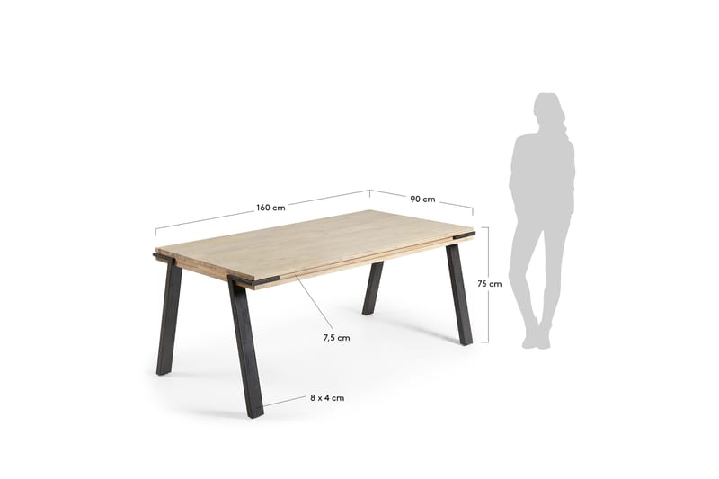Spisebord Novena 160 cm - Akacia/Metall - Møbler - Bord - Spisebord & kjøkkenbord