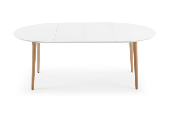 Spisebord Oakland Forlengningsbart 120 cm Oval - Massivt Tre/Hvit - Møbler - Bord - Spisebord & kjøkkenbord