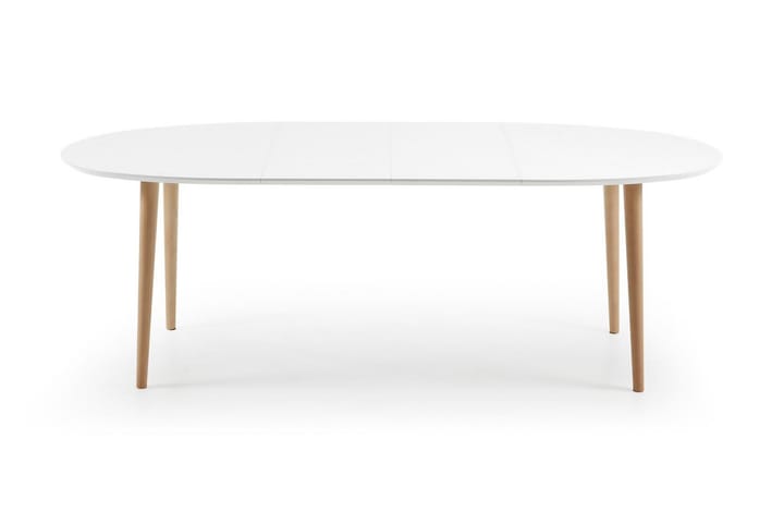 Spisebord Oakland Forlengningsbart 140 cm Oval - Massivt Tre/Hvit - Møbler - Bord - Spisebord & kjøkkenbord