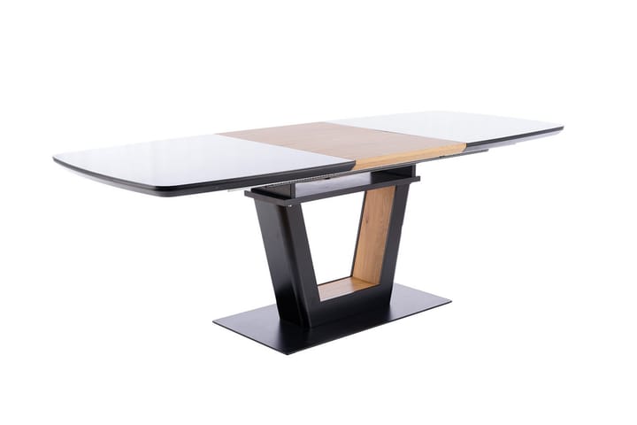 Spisebord Picton Forlengningsbart 160 cm - Glass/Svart Mattlakk/Eik - Møbler - Bord - Spisebord & kjøkkenbord