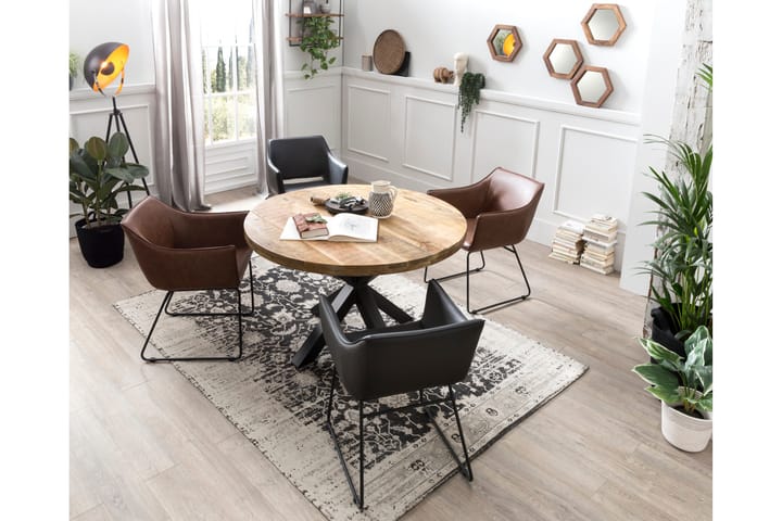 Spisebord Raital 120 cm - Mango/Natur/Svart - Møbler - Bord - Spisebord & kjøkkenbord