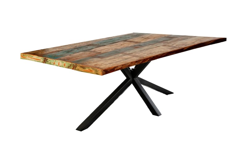 Spisebord Raital 160x85 cm - Resikulert Tre/Flerfarget/Svart - Møbler - Bord - Spisebord & kjøkkenbord