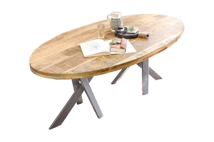 Spisebord Raital 160x90 cm - Akacia/Sølv - Møbler - Bord - Spisebord & kjøkkenbord