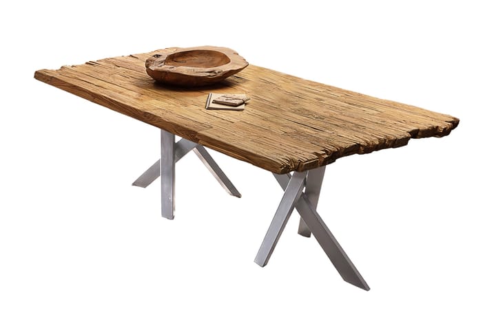 Spisebord Raital 160x90 cm - Resirkulert Teak/Sølv - Møbler - Bord - Spisebord & kjøkkenbord