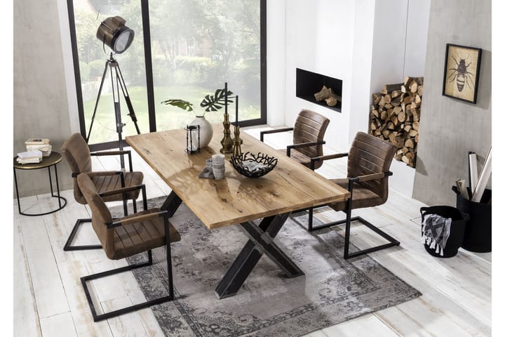 Spisebord Raital 180x100 cm - Eik/Sølv - Møbler - Bord - Spisebord & kjøkkenbord