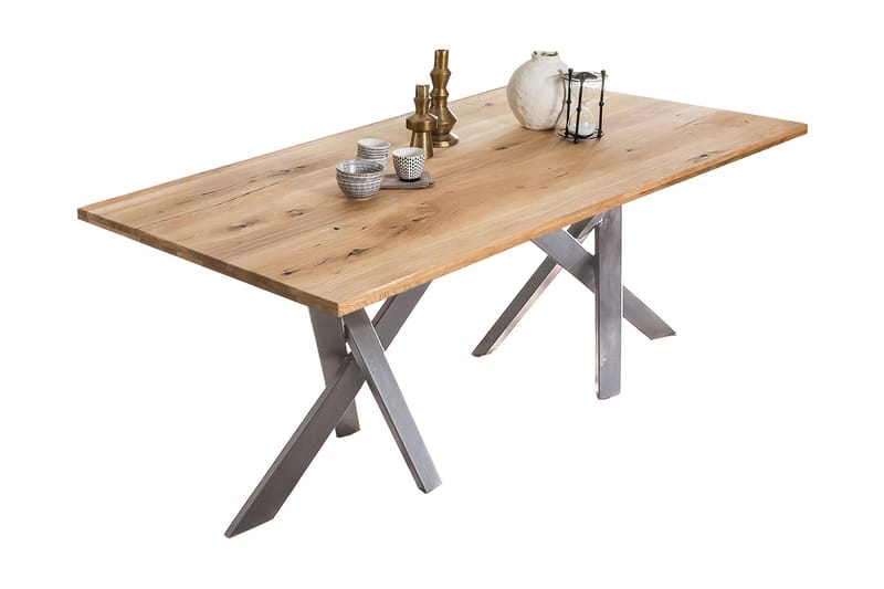 Spisebord Raital 180x100 cm - Tre/natur/Sølv - Møbler - Bord - Spisebord & kjøkkenbord