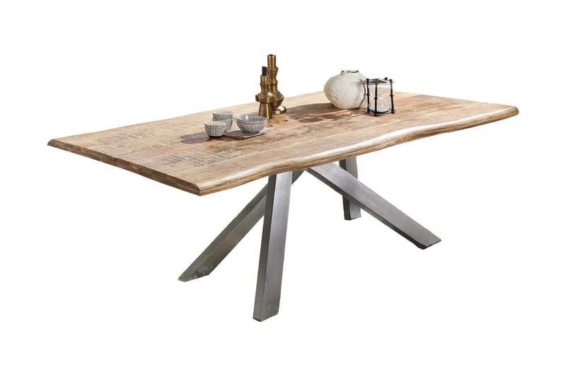Spisebord Raital 180x90 cm - Mango/Natur/Sølv - Møbler - Bord - Spisebord & kjøkkenbord