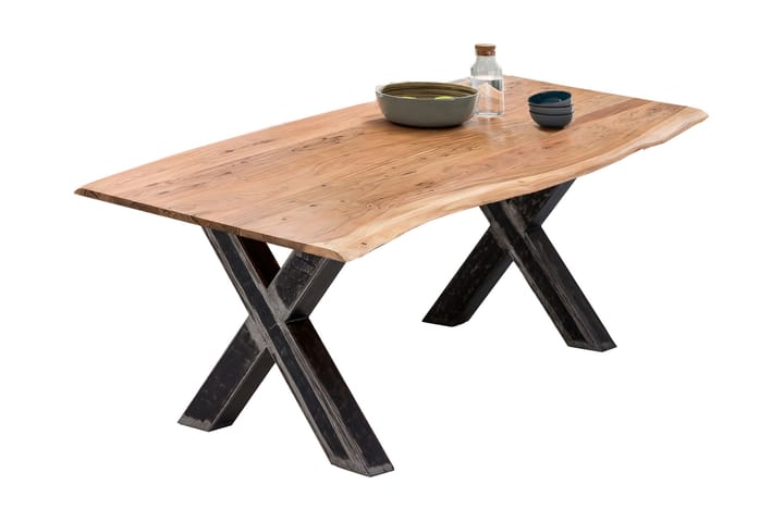 Spisebord Raital 200x100 cm - Akacia/Sølv - Møbler - Bord - Spisebord & kjøkkenbord
