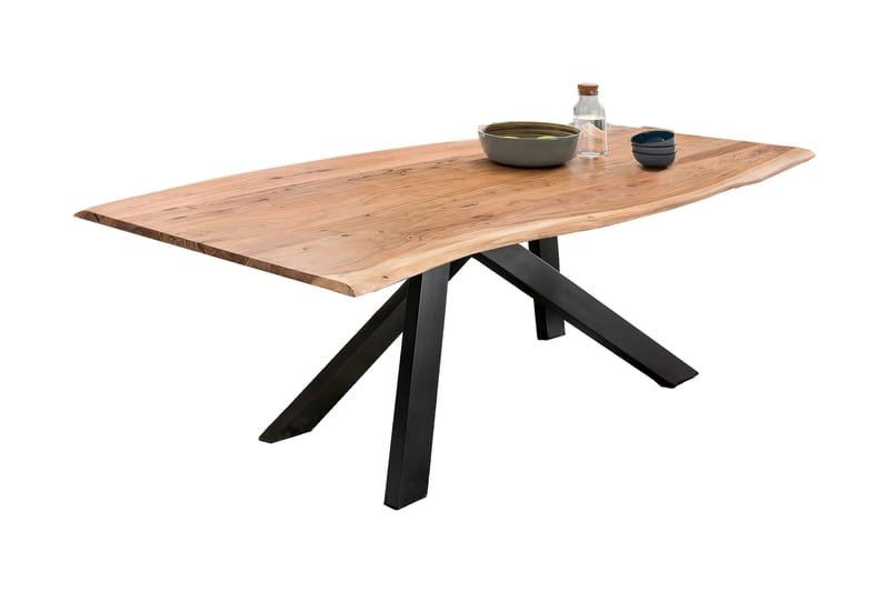 Spisebord Raital 200x100 cm - Akacia/Svart - Møbler - Bord - Spisebord & kjøkkenbord