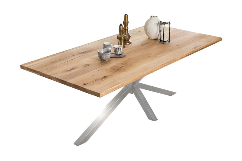 Spisebord Raital 200x100 cm - Eik/Sølv - Møbler - Bord - Spisebord & kjøkkenbord