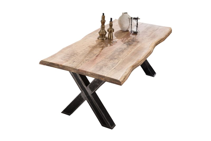 Spisebord Raital 200x100 cm - Mango/Natur/Sølv - Møbler - Bord - Spisebord & kjøkkenbord