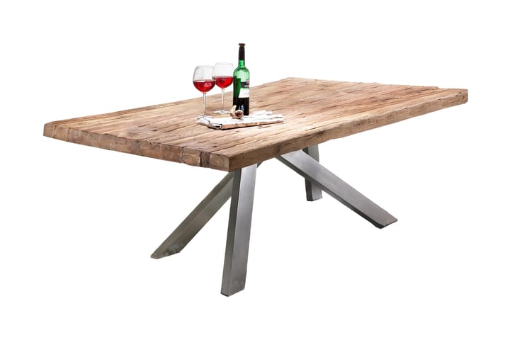 Spisebord Raital 200x100 cm - Resirkulert Teak/Sølv - Møbler - Bord - Spisebord & kjøkkenbord
