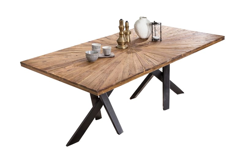 Spisebord Raital 200x100 cm - Resirkulert Teak/Svart - Møbler - Bord - Spisebord & kjøkkenbord