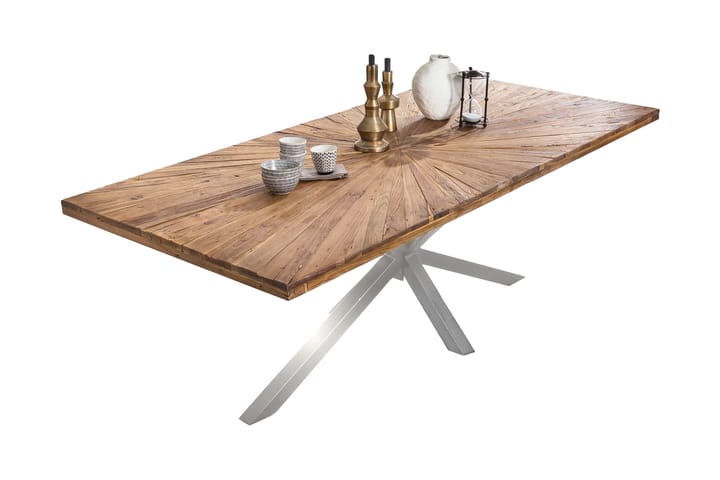 Spisebord Raital 200x100 cm - Teak/Sølv - Møbler - Bord - Spisebord & kjøkkenbord