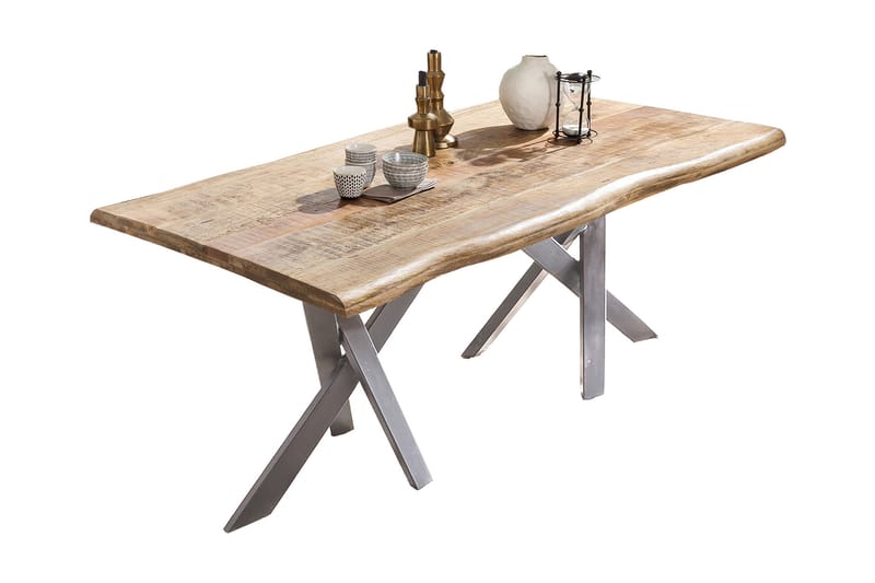 Spisebord Raital 220 cm - Mango/Natur/Sølv - Møbler - Bord - Spisebord & kjøkkenbord