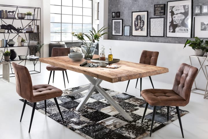 Spisebord Raital 220 cm - Resirkulert Teak/Sølv - Møbler - Bord - Spisebord & kjøkkenbord
