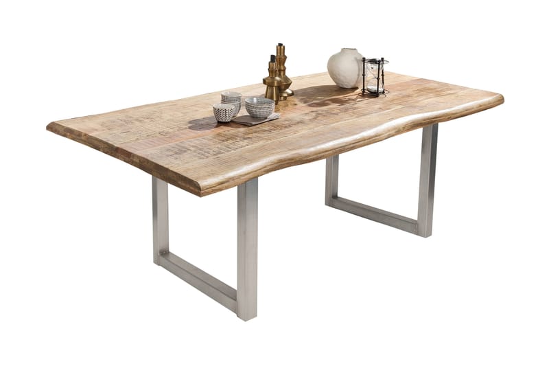 Spisebord Raital 240 cm - Mango/Natur/Sølv - Møbler - Bord - Spisebord & kjøkkenbord