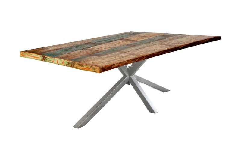Spisebord Raital 240 cm - Resikulert Tre/Flerfarget/Sølv - Møbler - Bord - Spisebord & kjøkkenbord