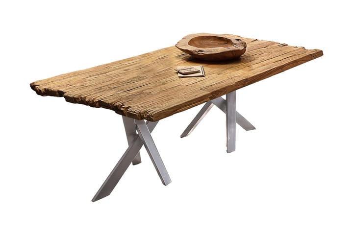 Spisebord Raital 240 cm - Resirkulert Teak/Sølv - Møbler - Bord - Spisebord & kjøkkenbord