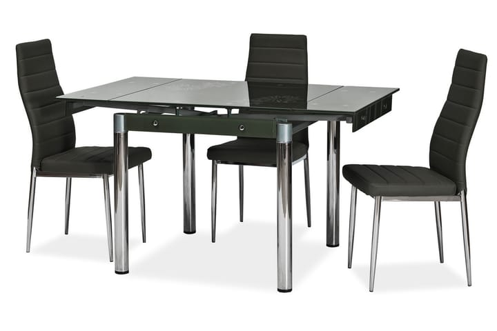 Spisebord Rapala Forlengningsbart 80 cm - Glass/Svart - Møbler - Bord - Spisebord & kjøkkenbord