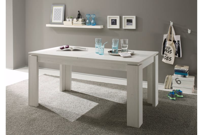 Spisebord Rifallet Forlengningsbart 160 cm - Beige|Grå|Hvit - Møbler - Bord - Spisebord & kjøkkenbord