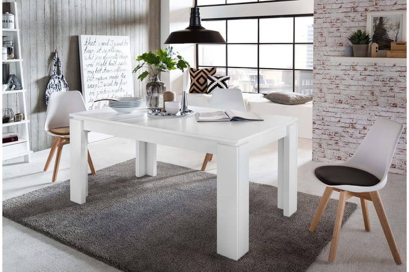Spisebord Rifallet Forlengningsbart 160 cm - Hvit - Møbler - Bord - Spisebord & kjøkkenbord