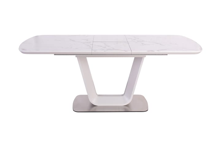 Spisebord Sacele Forlengningsbart 160x90 cm - Glass/Hvit/Stål - Møbler - Bord - Spisebord & kjøkkenbord