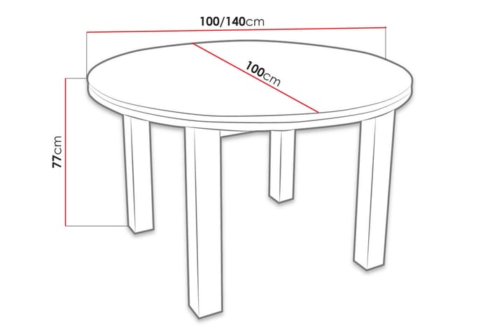 Spisebord Tabell 100x100x76 cm - Hvit - Møbler - Bord - Spisebord & kjøkkenbord